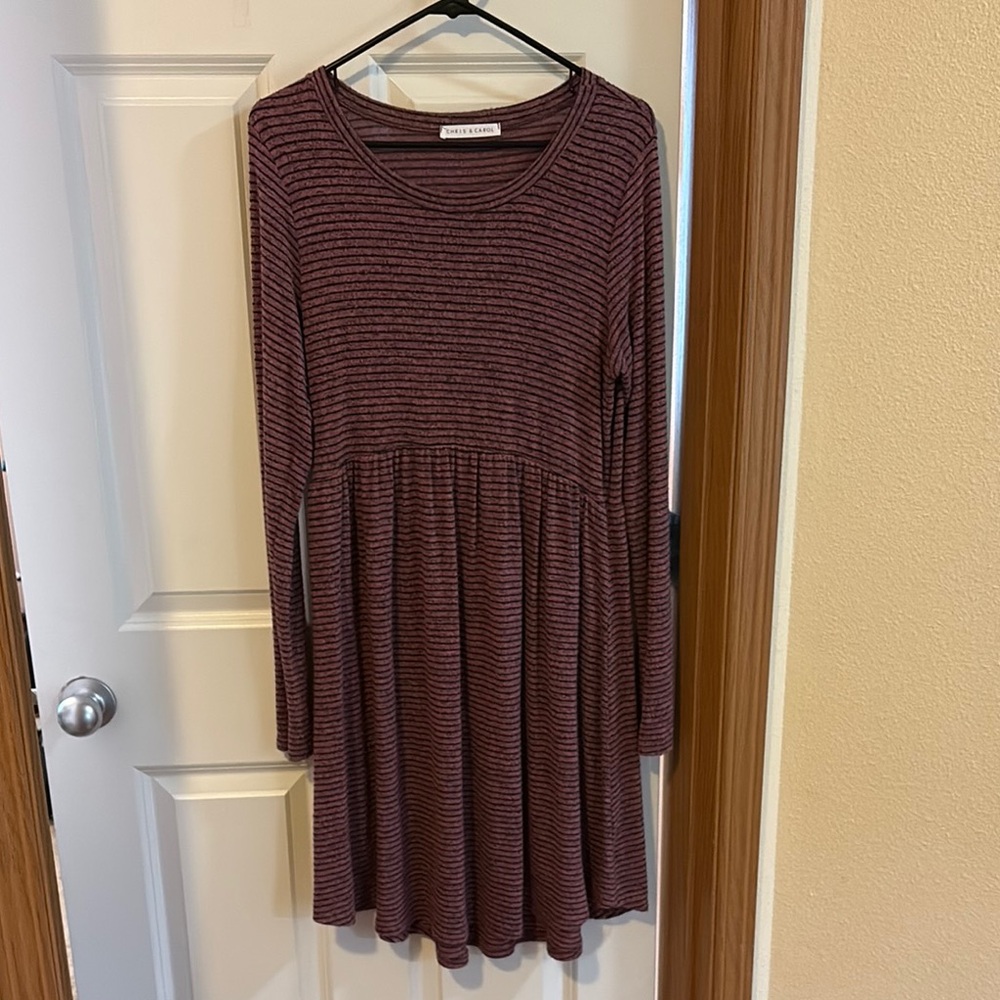 Burgundy Striped Dress